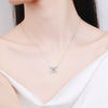 Women's Sterling Silver Cross Chain Necklace With Geometric Moissanite Pendant And Diamond Design