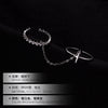 Women's Sterling Silver Cross Chain Open Ring With Electroplated Finish And Adjustable Statement Design