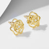 Women's Sterling Silver Cut Out Rose Earrings With Diamond Treatment And Flower Pattern In Light Luxury Style