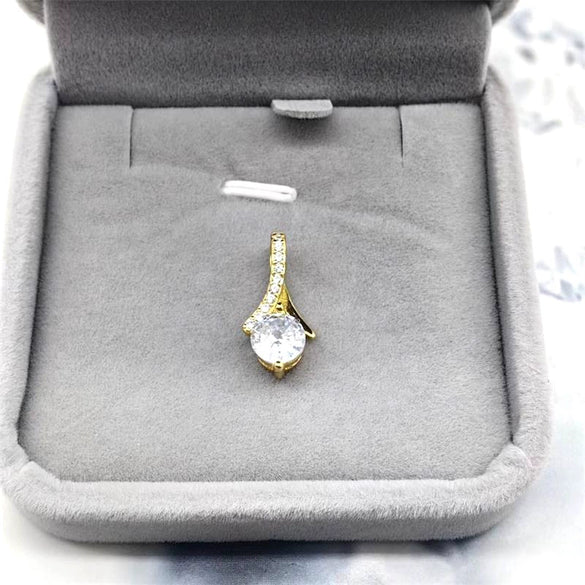 Women's Sterling Silver Drop Shape Pendant Necklace With Zircon And White Gold Plated Finish