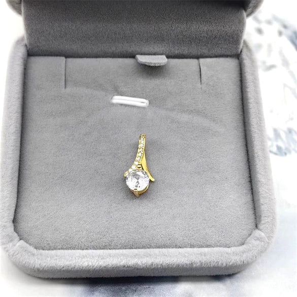Women's Sterling Silver Drop Shape Pendant Necklace With Zircon And White Gold Plated Finish