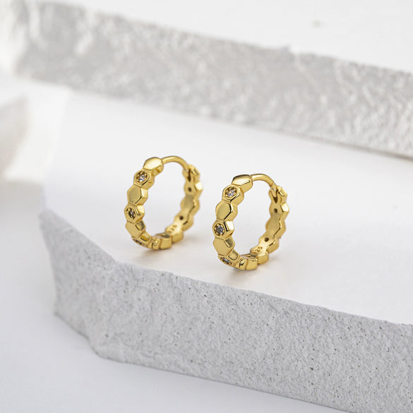 Women's 925 Sterling Silver Earrings Simple Geometric Electroplated Style