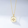 Women's Sterling Silver Eightpointed Star And Square Pendant Necklace With Diamond Design And Cross Chain Geometry Style