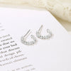 Women's 925 Sterling Silver Electroplated Cshaped Geometric Polka Dot Zircon Row Diamond Earrings