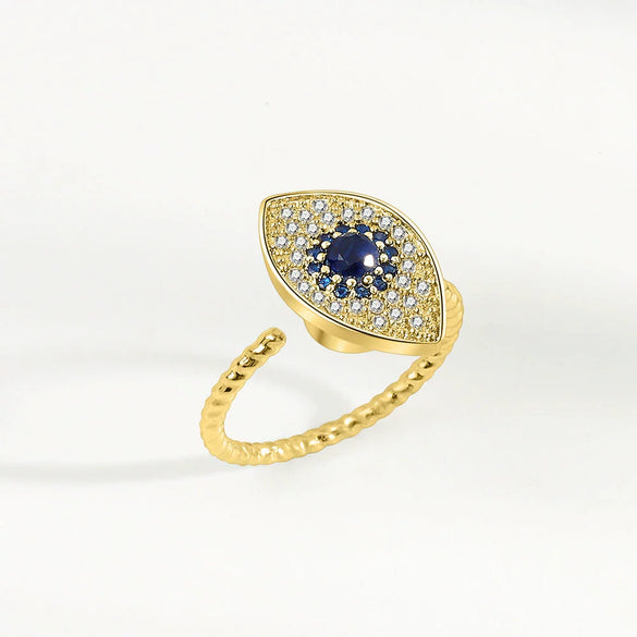 Women's Sterling Silver Evil Eye Swivel Ring Adjustable Electroplated Anxiety Relief Index Finger Ring