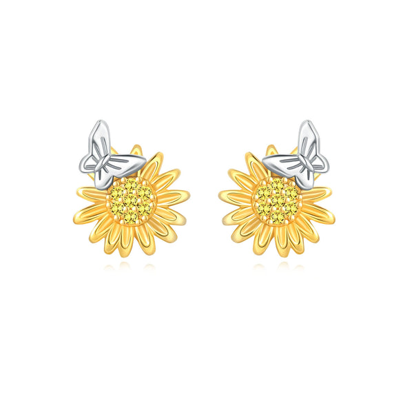 Women's 925 Sterling Silver Flower Butterfly Daisy Animal Zodiac Electroplated Earrings
