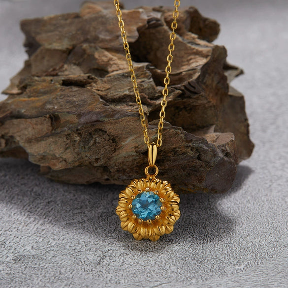 Women's 925 Sterling Silver Flower Multicolor Gemstone Necklace