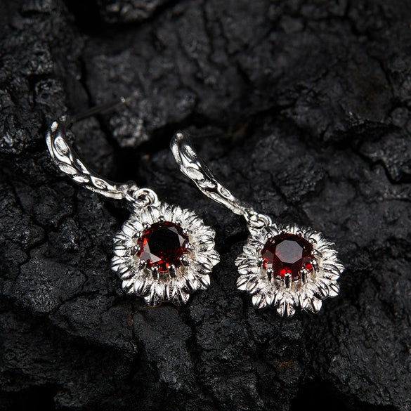 Women's 925 Sterling Silver Flower Multicolor Gemstone Necklace