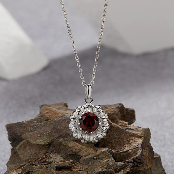 Women's 925 Sterling Silver Flower Multicolor Gemstone Necklace