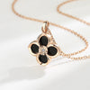Women's 925 Sterling Silver Four Leaf Clover Agate Necklace With Rose Gold Electroplated Cross Chain Elegant Pendant