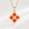 Women's 925 Sterling Silver Four Leaf Clover Agate Necklace With Rose Gold Electroplated Cross Chain Elegant Pendant