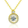 Women's Sterling Silver Geometric Beating Heart Pendant Necklace With Moissanite