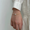Women's 925 Sterling Silver Geometric Brushed Round Bead Bracelet With Yellow Crystal And Electroplating Design