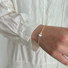 Women's 925 Sterling Silver Geometric Brushed Round Bead Bracelet With Yellow Crystal And Electroplating Design