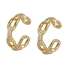 Women's Sterling Silver Geometric Chain Ear Clips With Hollow Design And Square Lock Detail Electroplated Finish No Piercing Required