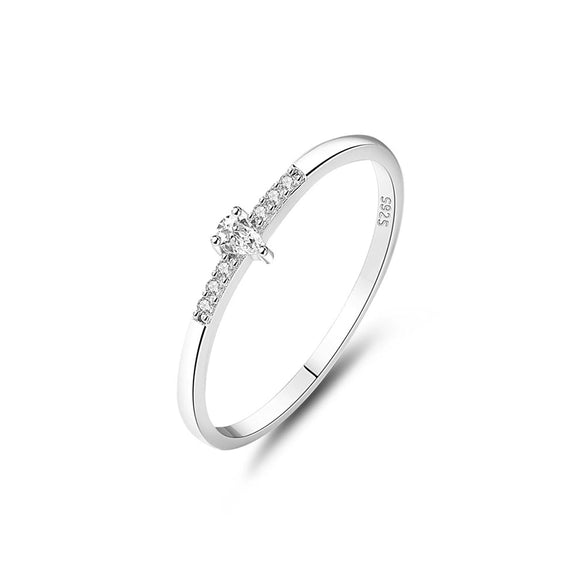 Women's 925 Sterling Silver Geometric Design Electroplated Zircon Ring