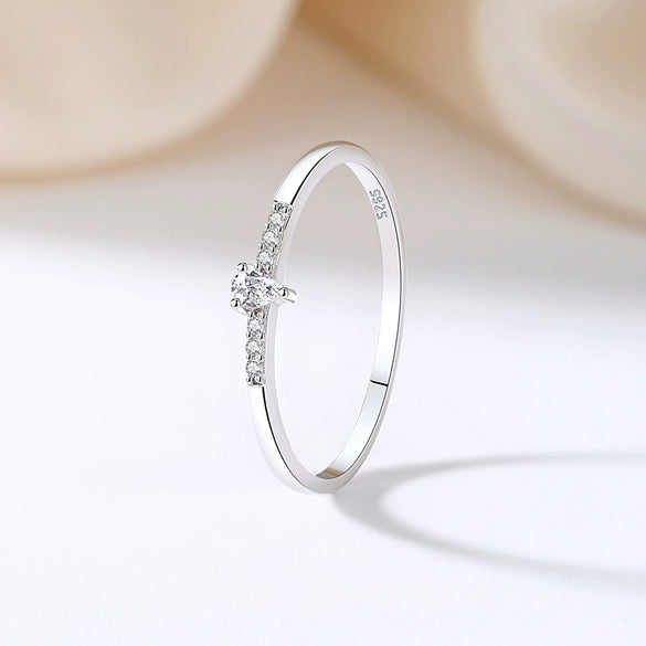Women's 925 Sterling Silver Geometric Design Electroplated Zircon Ring