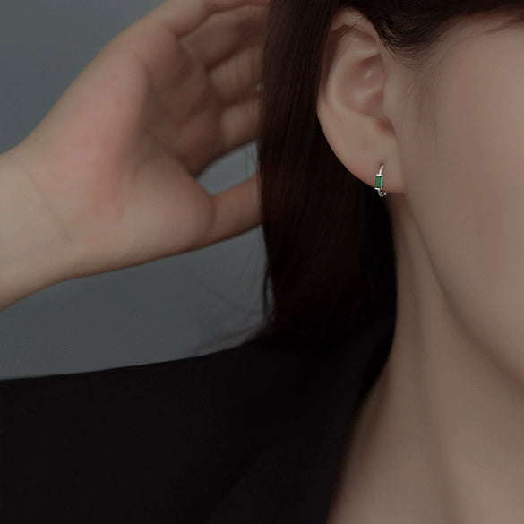 Women's Sterling Silver Geometric Ear Buckle Earrings With Retro Small Electroplated Design