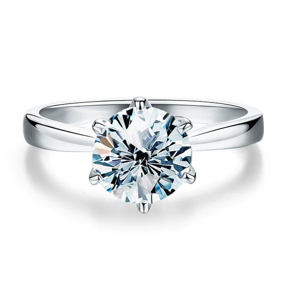 Women's 925 Sterling Silver Geometric Fashion Ring With Electroplating And Six Claw Design