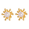 Women's Sterling Silver Geometric Flower Earrings With Pearl Detail And Electroplated Finish Minimalist Mini Jewelry