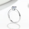 Women's Sterling Silver Geometric Four Claw Solitaire Ring Electroplated Sweet Romantic Adjustable Wedding Ring