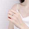 Women's Sterling Silver Geometric Four Claw Solitaire Ring Electroplated Sweet Romantic Adjustable Wedding Ring
