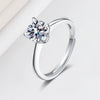Women's Sterling Silver Geometric Four Claw Solitaire Ring Electroplated Sweet Romantic Adjustable Wedding Ring