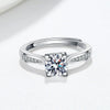 Women's 925 Sterling Silver Geometric Inlaid Diamond Fourclaw Open Ring Electroplated