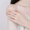 Women's 925 Sterling Silver Geometric Inlaid Diamond Fourclaw Open Ring Electroplated