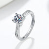 Women's 925 Sterling Silver Geometric Inlaid Diamond Fourclaw Open Ring Electroplated