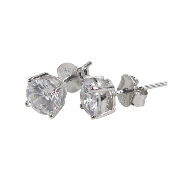 Women's Sterling Silver Geometric Inlaid Zircon Earrings With Electroplated Finish Fashion Jewelry Accessories