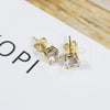 Women's Sterling Silver Geometric Inlaid Zircon Earrings With Electroplated Finish Fashion Jewelry Accessories
