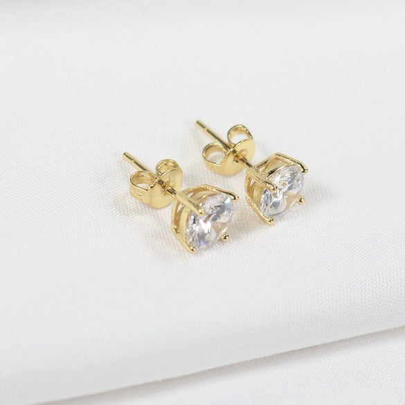 Women's Sterling Silver Geometric Inlaid Zircon Earrings With Electroplated Finish Fashion Jewelry Accessories