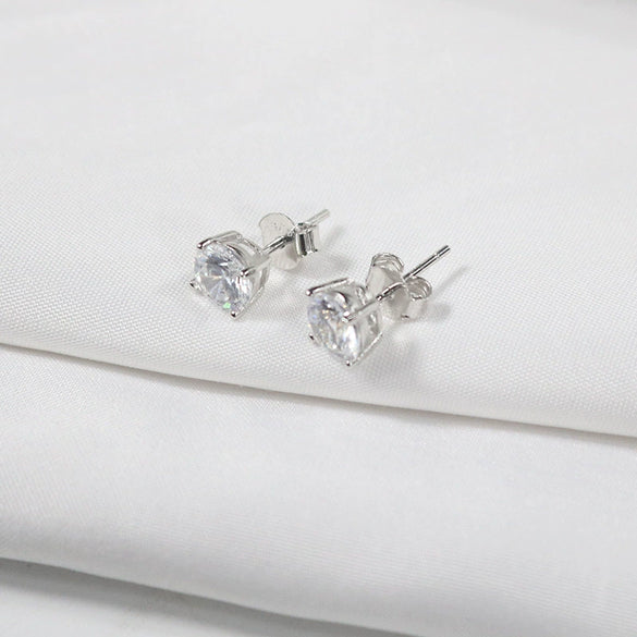 Women's Sterling Silver Geometric Inlaid Zircon Earrings With Electroplated Finish Fashion Jewelry Accessories