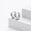 Women's 925 Sterling Silver Geometric Inlaid Zircon Round Gem Earrings