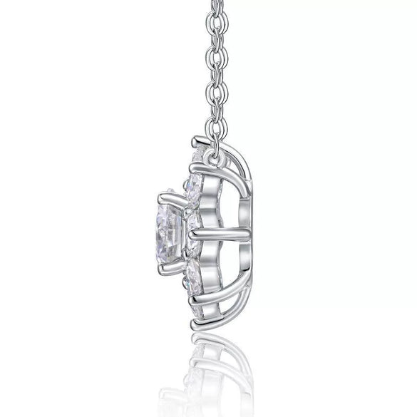 Women's 925 Sterling Silver Geometric Inlay Sunflower Clavicle Necklace
