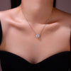 Women's 925 Sterling Silver Geometric Inlay Sunflower Clavicle Necklace