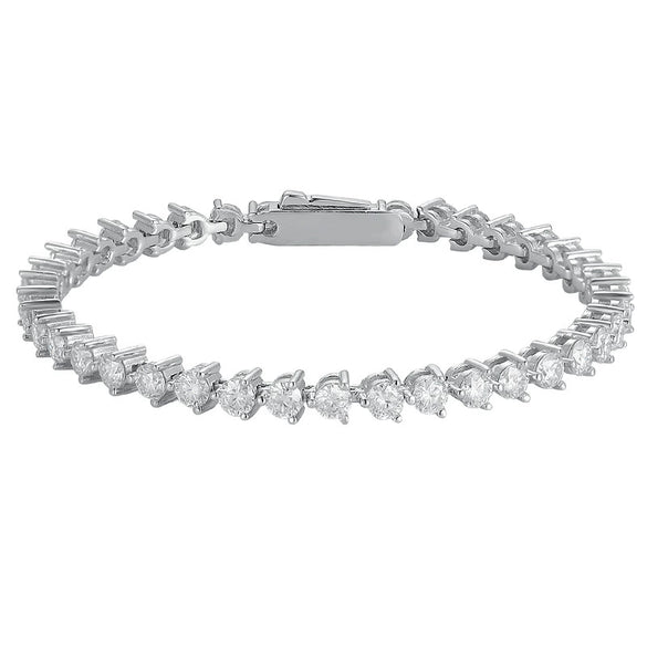 Women's Sterling Silver Geometric Moissanite Bracelet Set With Diamonds