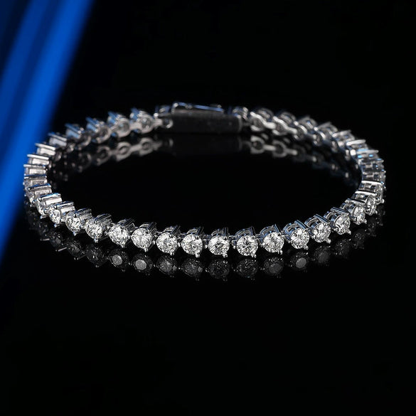 Women's Sterling Silver Geometric Moissanite Bracelet Set With Diamonds