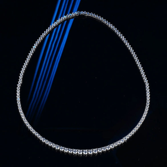 Women's Sterling Silver Geometric Moissanite Diamond Set Clavicle Necklace