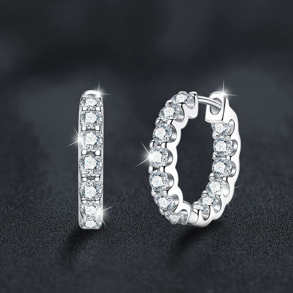 Women's 925 Sterling Silver Geometric Moissanite Inlaid Earrings