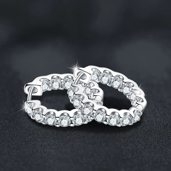 Women's 925 Sterling Silver Geometric Moissanite Inlaid Earrings