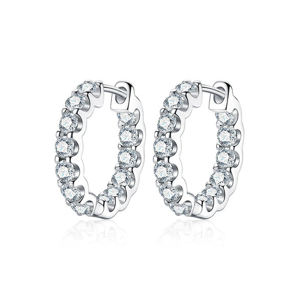 Women's 925 Sterling Silver Geometric Moissanite Inlaid Earrings
