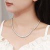 Women's Sterling Silver Geometric Moissanite Necklace With Diamonds And Conventional Chain