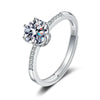 Women's 925 Sterling Silver Geometric Moissanite Ring With Six Claw Micro Inlay And Electroplated Adjustable Open Band