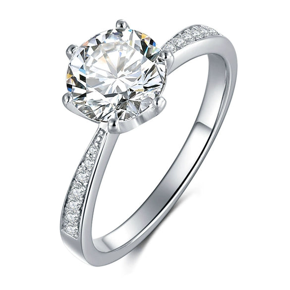 Women's Sterling Silver Geometric Moissanite Ring With Sixclaw Microinlay