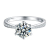 Women's Sterling Silver Geometric Moissanite Ring With Sixclaw Microinlay