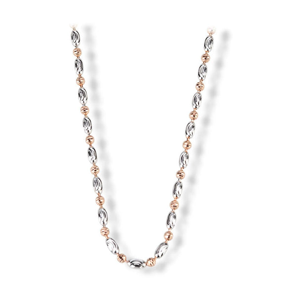 Women's 925 Sterling Silver Geometric Olive Bead Necklace With Electroplated Bamboo Chain Adjustable Fashion Necklace