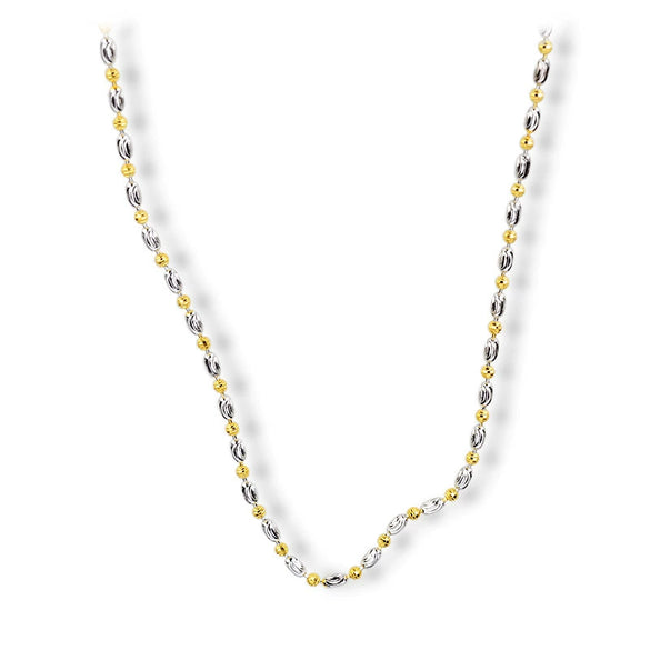 Women's 925 Sterling Silver Geometric Olive Bead Necklace With Electroplated Bamboo Chain Adjustable Fashion Necklace