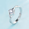 Women's Sterling Silver Geometric Open Ring With Simulated Diamond Electroplated Simple Fashion Jewelry